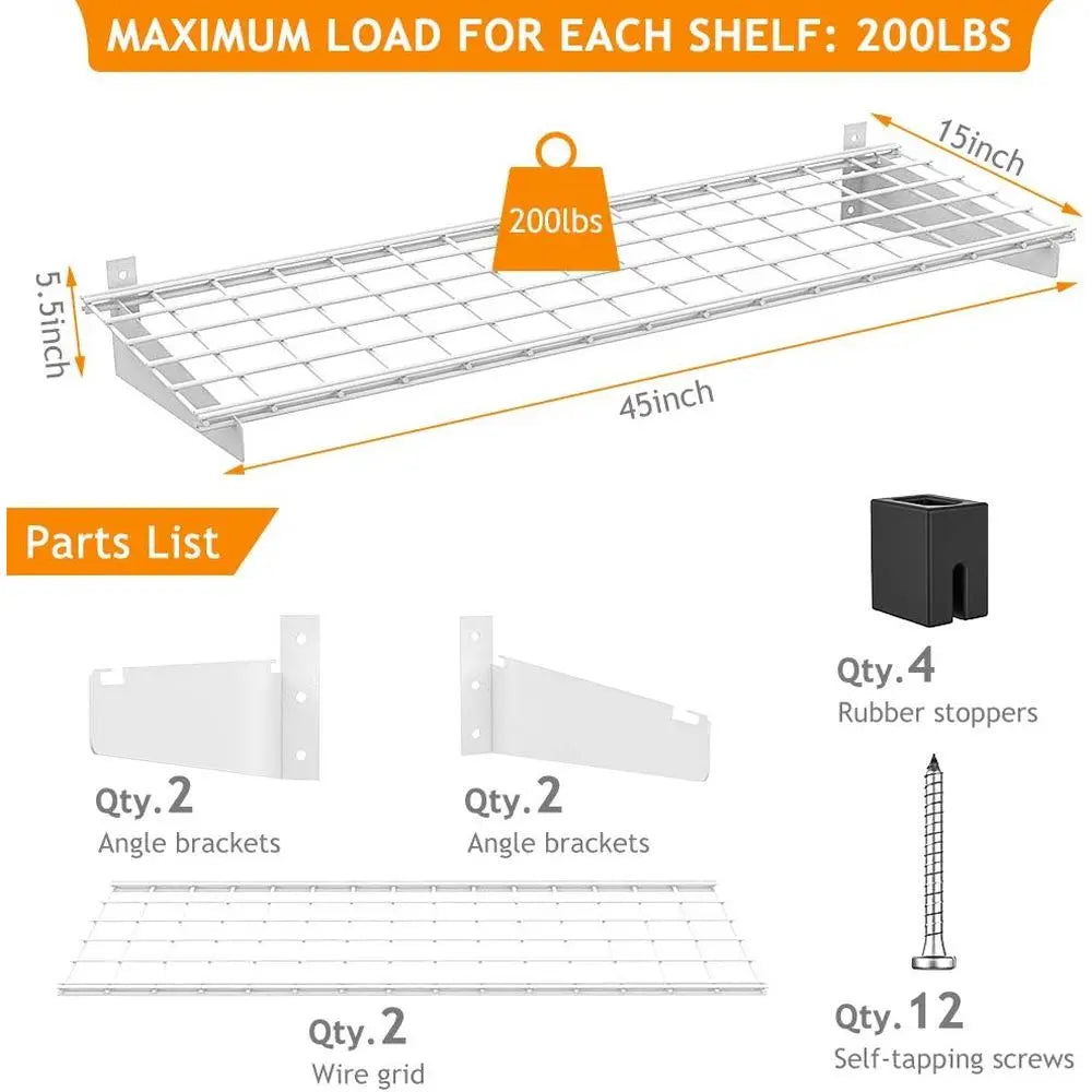 Heavy Duty Garage Wall Shelves 2 Pack Adjustable Storage Rack