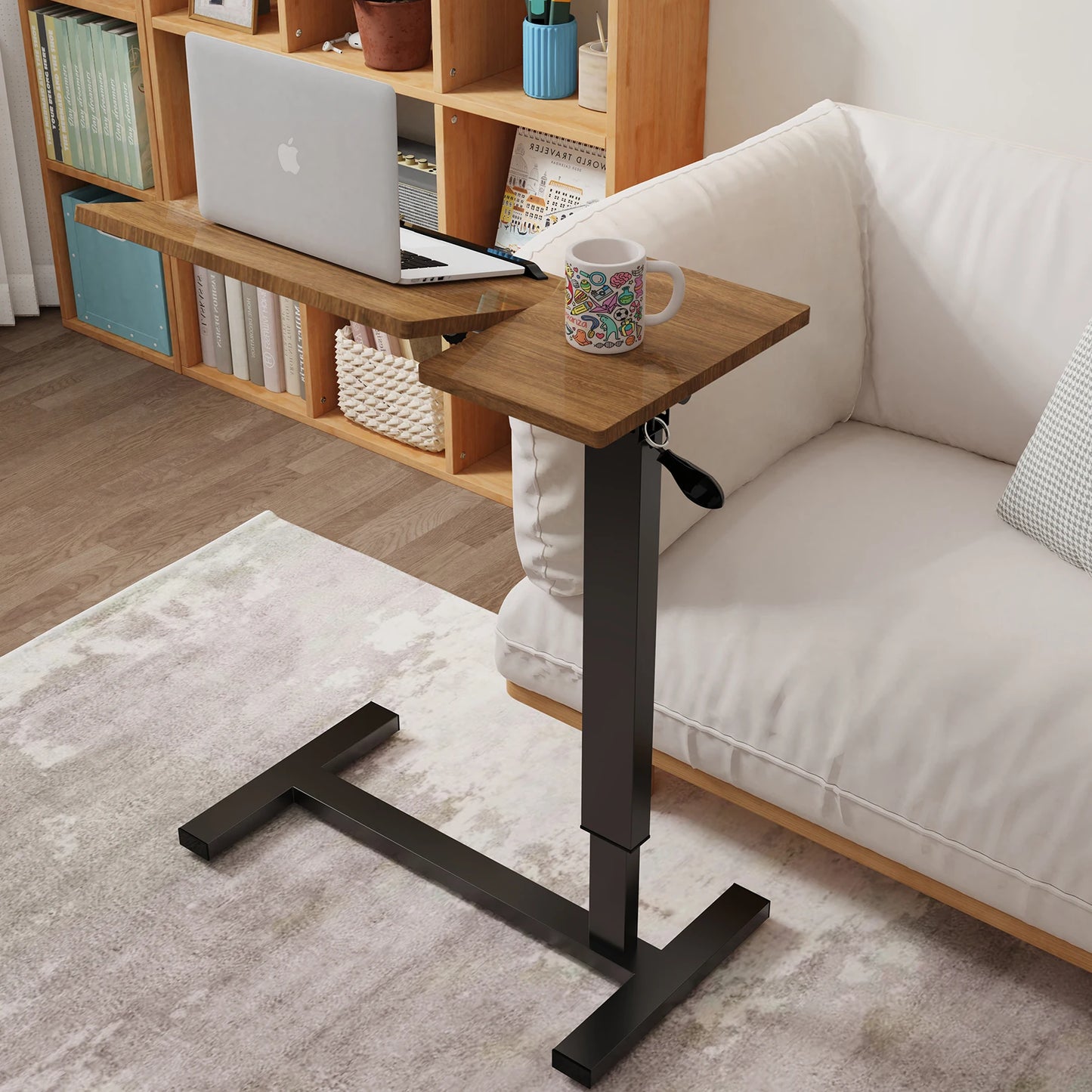 Wisfor Height Adjustable Overbed Table Bedside Desk Laptop With Hidden Wheels