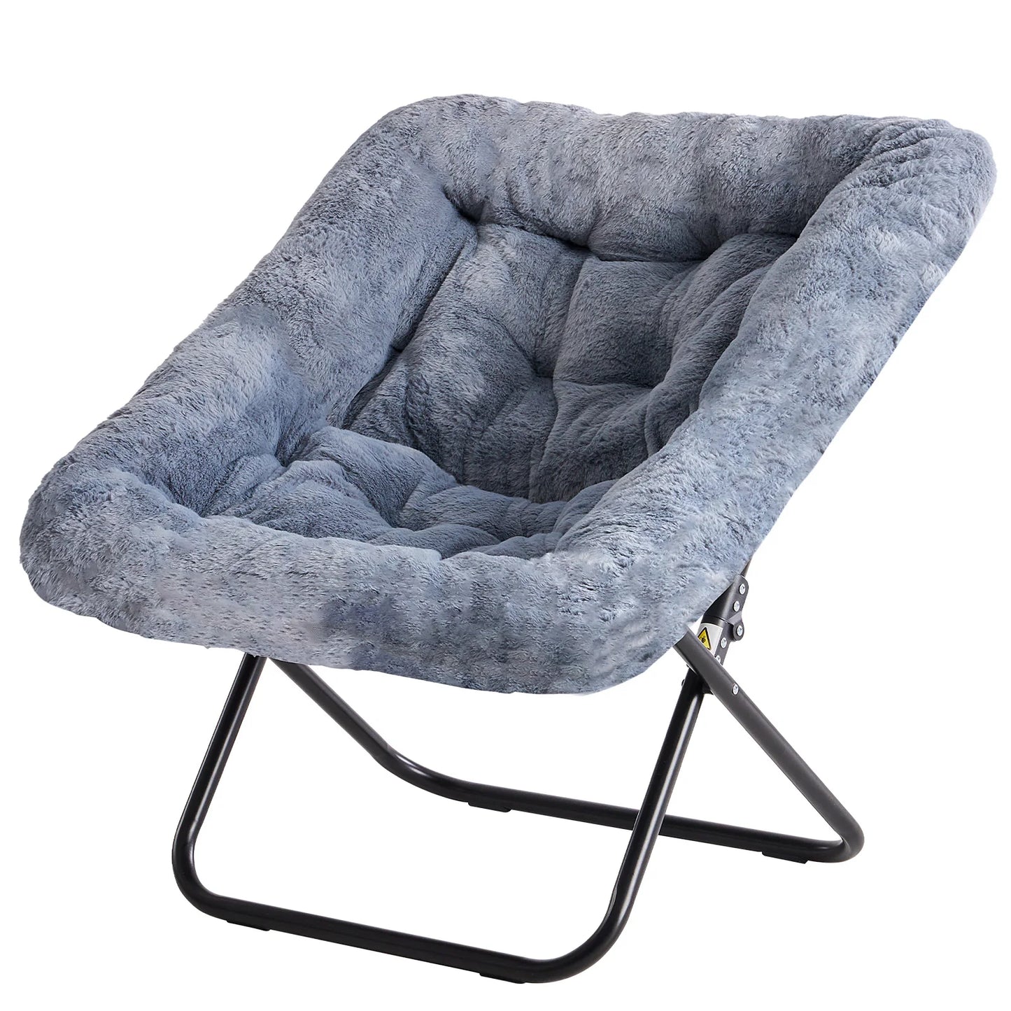 JHK Cozy Saucer Chair With Faux Fur Padded Seat Folding