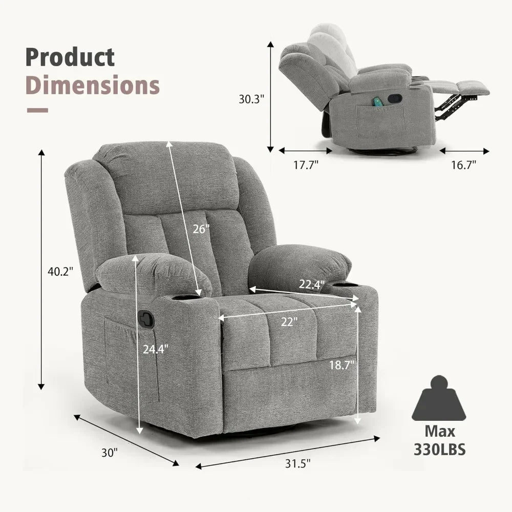 Rocker Recliner Chair With Massage And Heat For Living Room