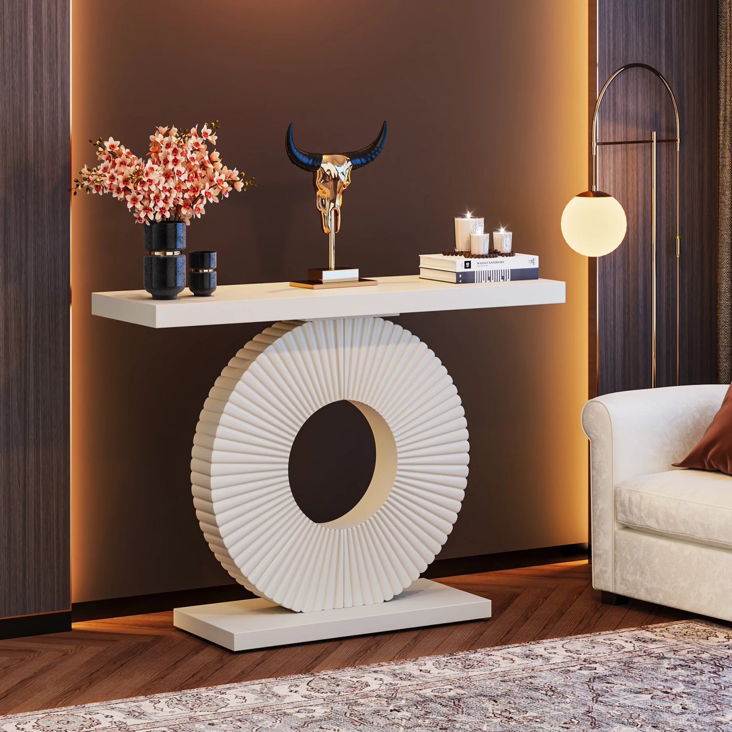 Tribesigns Modern Console Table With Geometric Base Wood Entryway Table