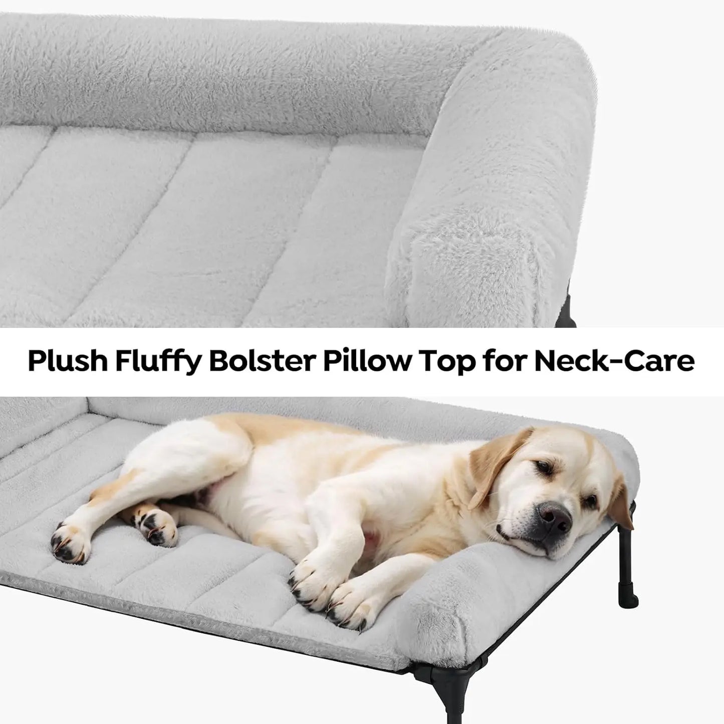 Elevated Orthopedic Dog Bed With Fluffy Bolster Removable Washable Mat