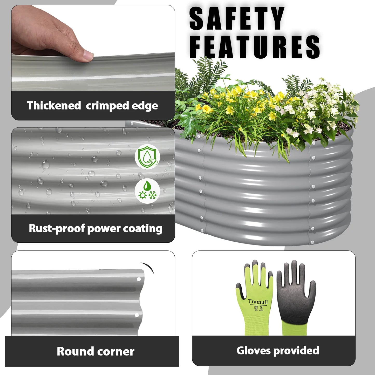 Tramull Galvanized Raised Garden Bed Kit Oval Metal Planter Box