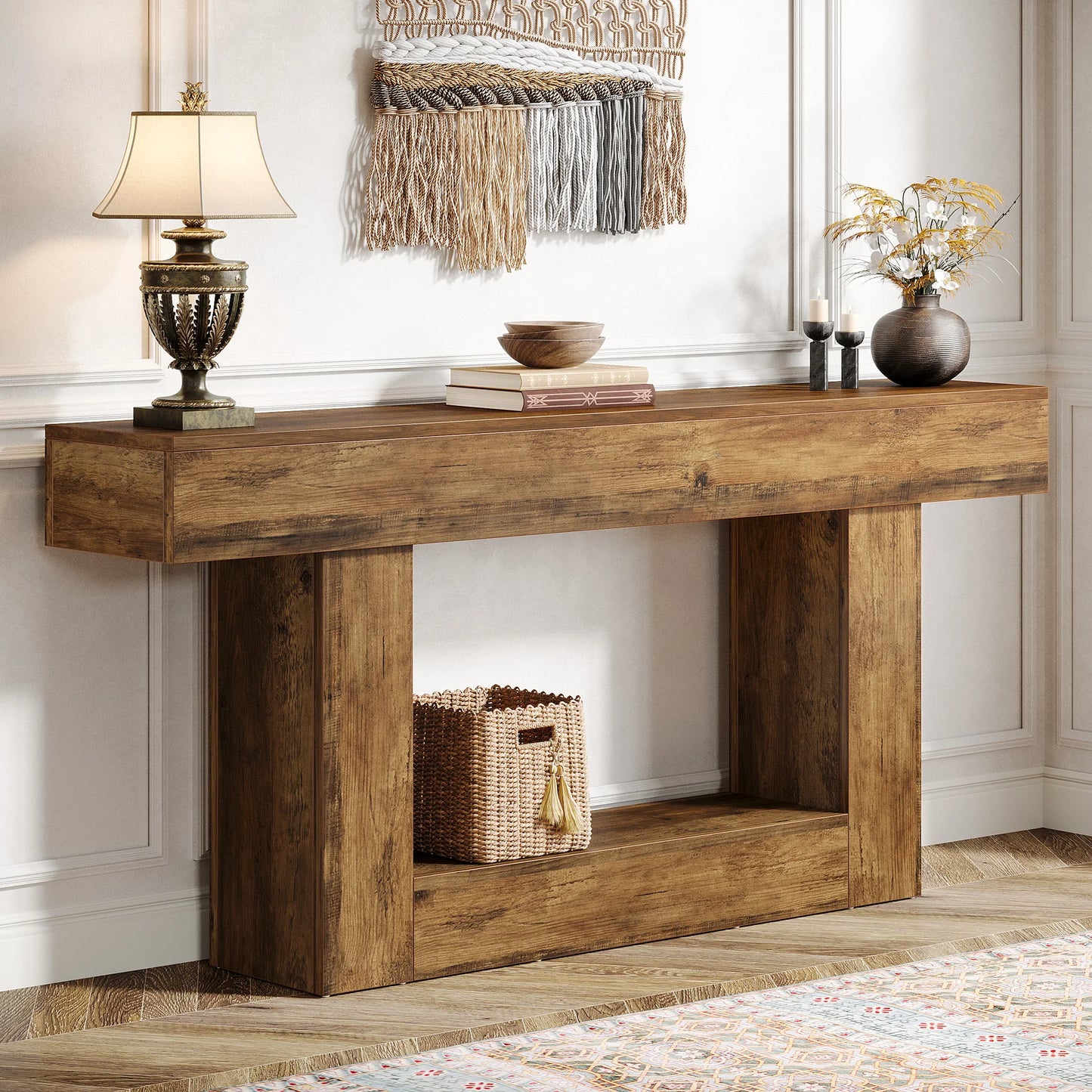 Tribesigns Farmhouse Console Table Two Tier Entryway