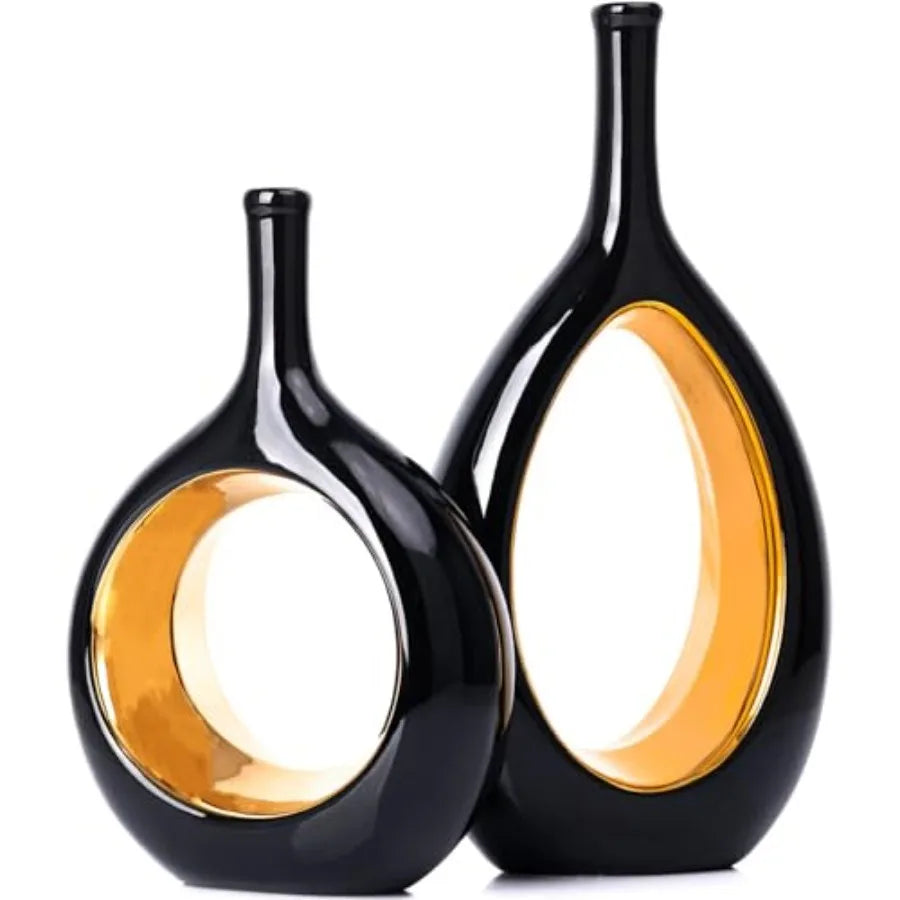 Ceramic Vase Set Modern Hollow Circle Vases For Home Decor