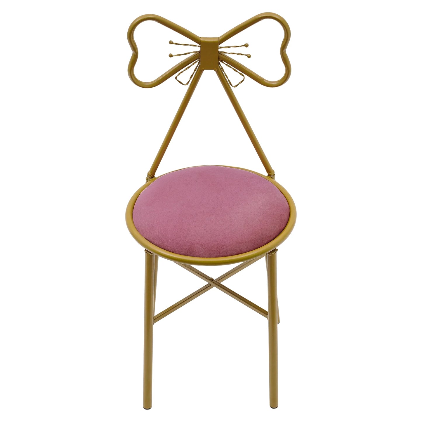 Bymaocar Butterfly Backrest Chair Iron Vanity Stool for Home