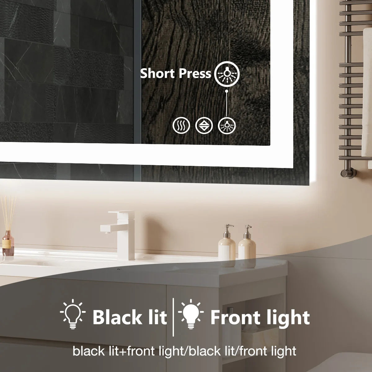 JHK LED Bathroom Vanity Mirror With Memory Function Front Light