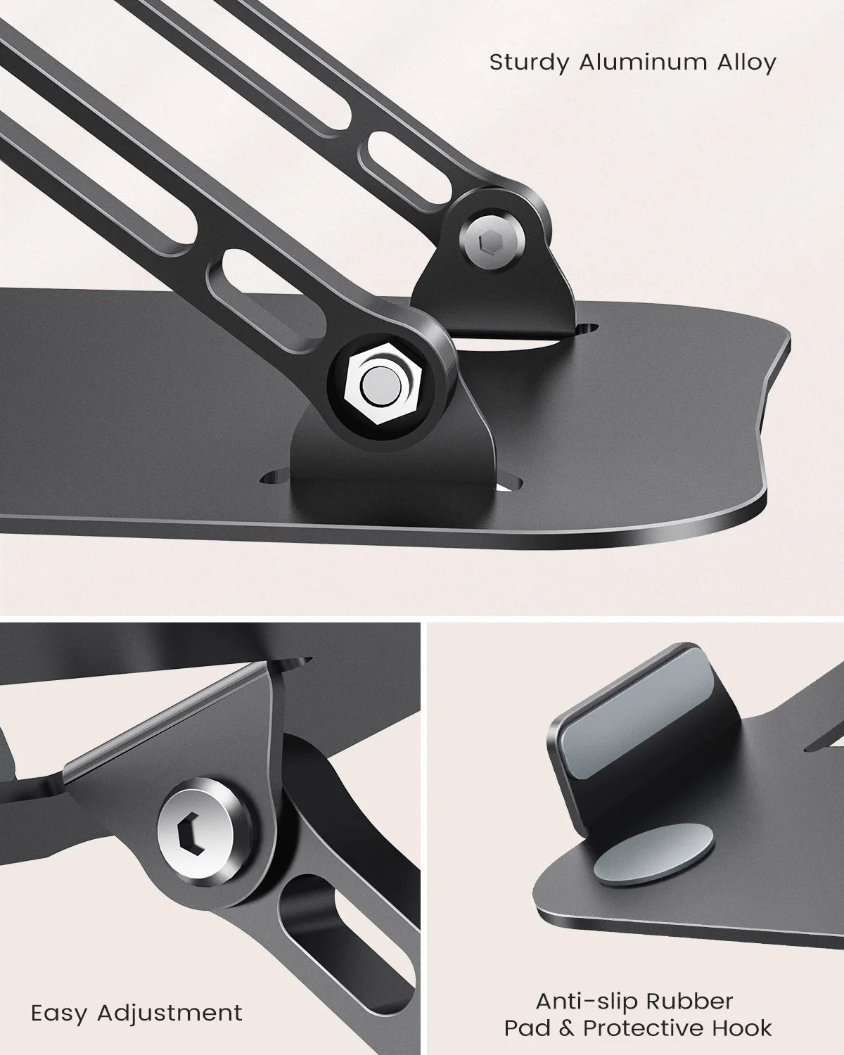 KOOTION Portable Adjustable Aluminum Laptop Stand For Desk Foldable