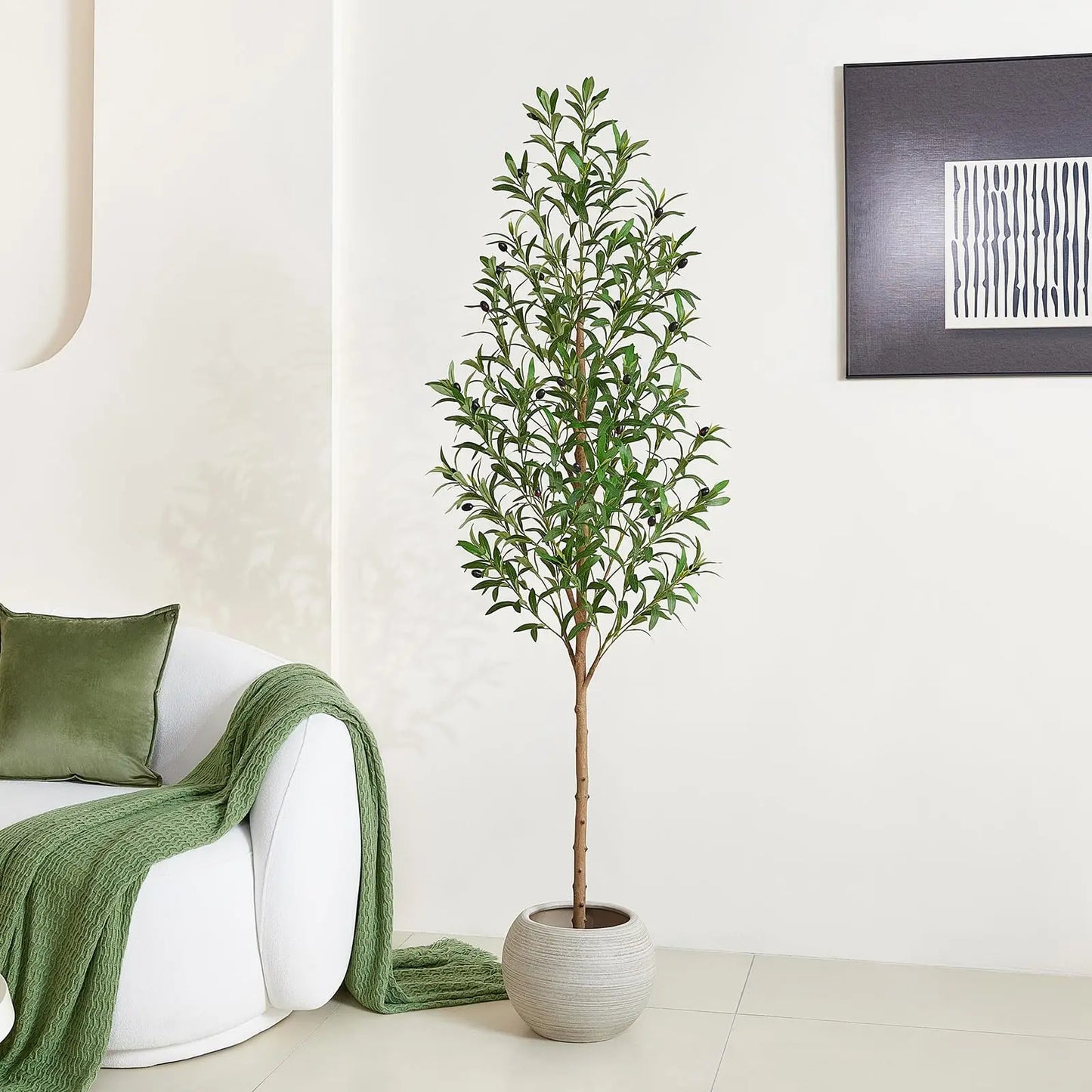 Indoor Artificial Olive Tree With Real Wood Trunk For Home Decor