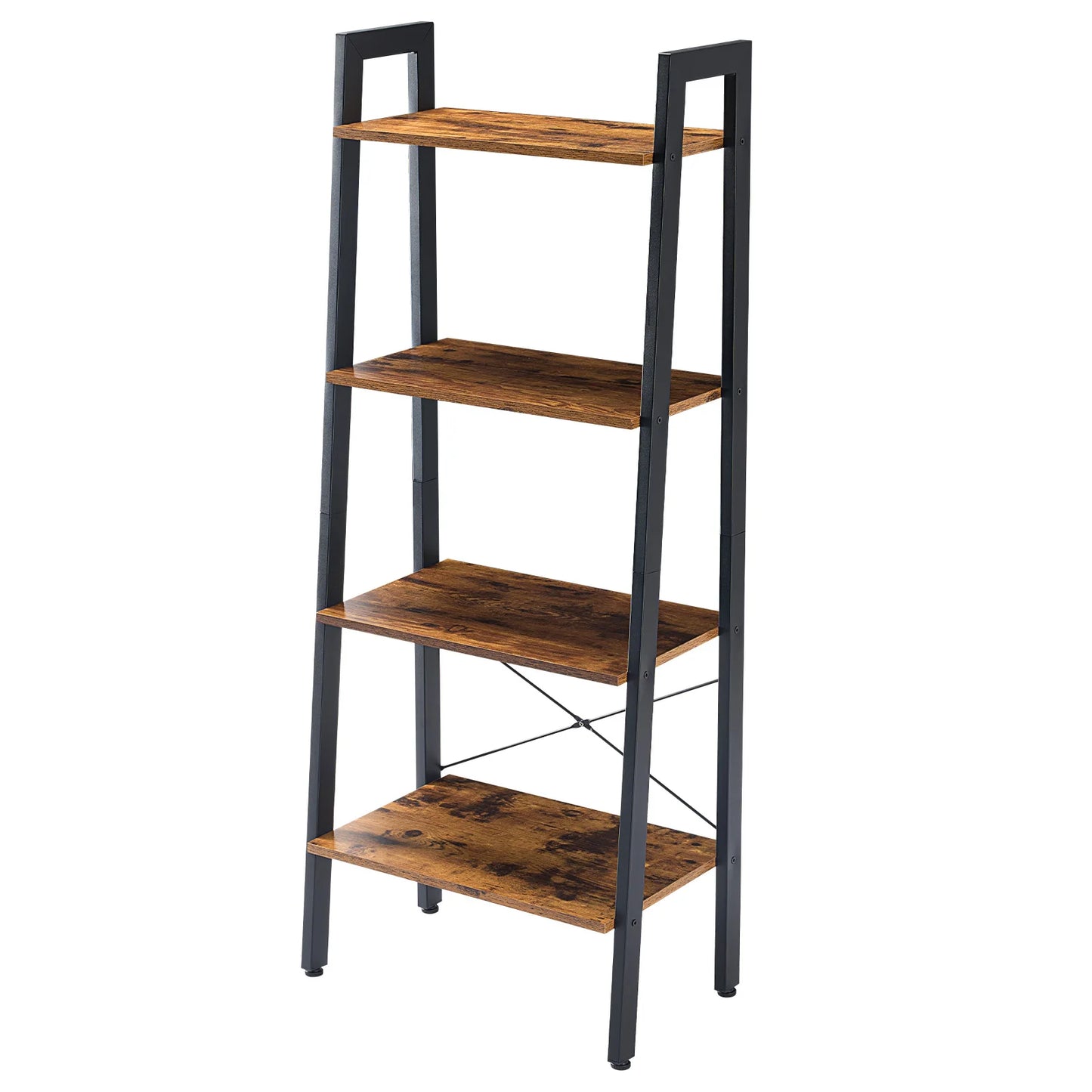 JHK 4-Tier Display Bookshelf Wooden Storage Standing Shelf Stable Frame Graduated Shelves for Organized Display for Living Room