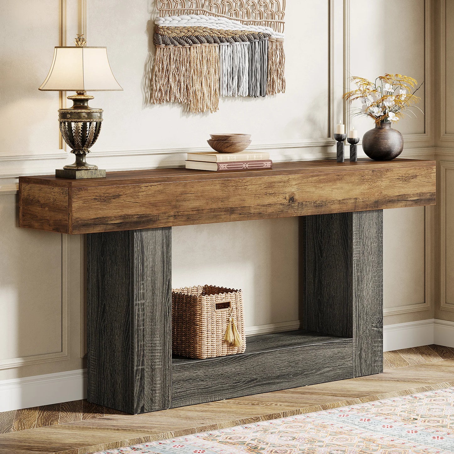 Tribesigns Farmhouse Console Table Two Tier Entryway