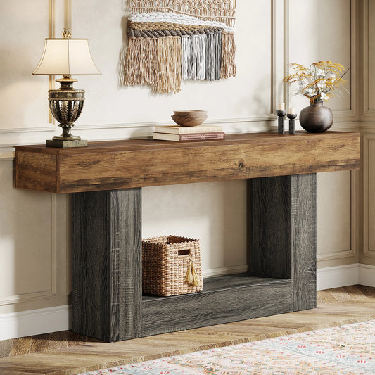 Tribesigns Farmhouse Console Table Two Tier Entryway