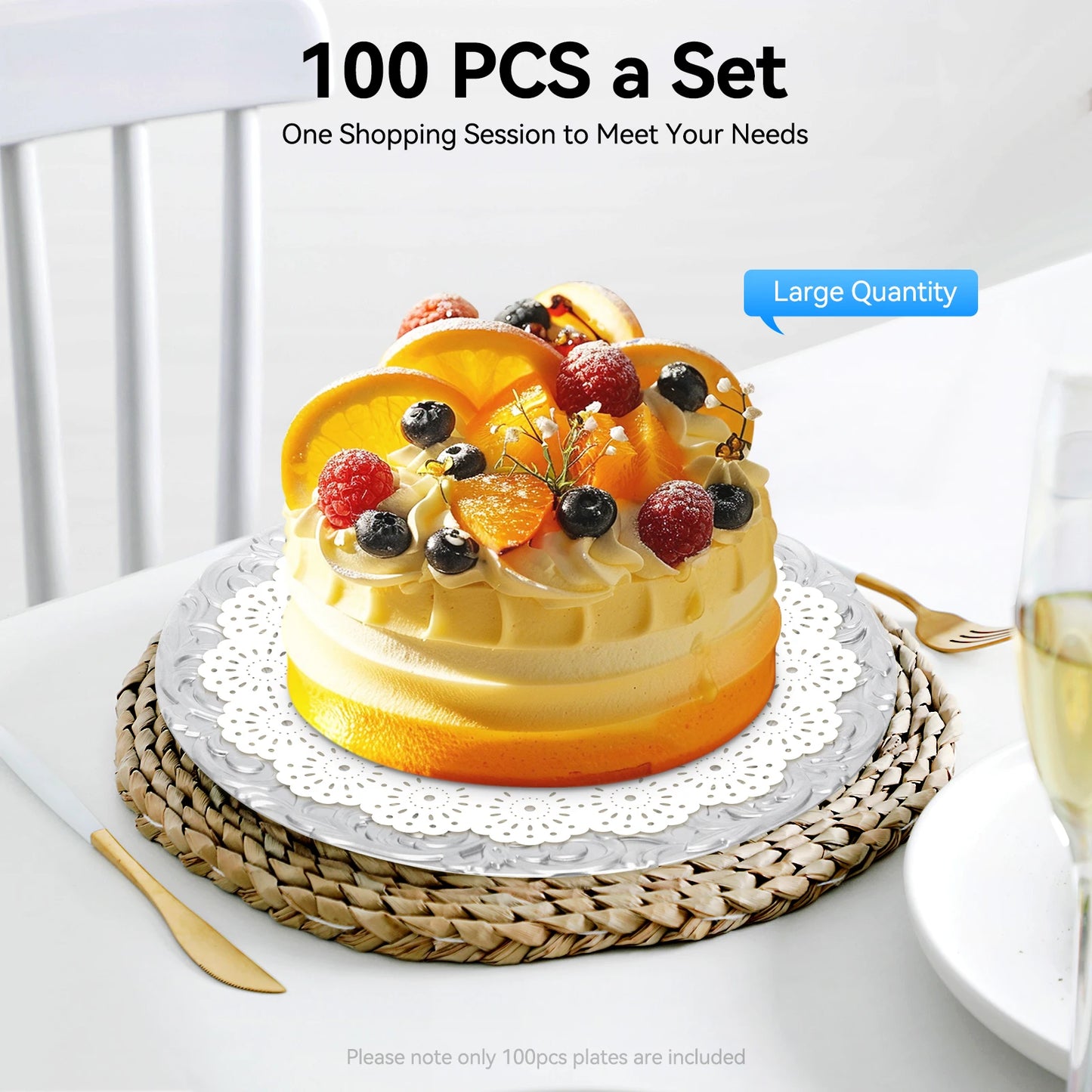 Charger Plate Set 100 Pieces Reusable Serving Platters for Weddings