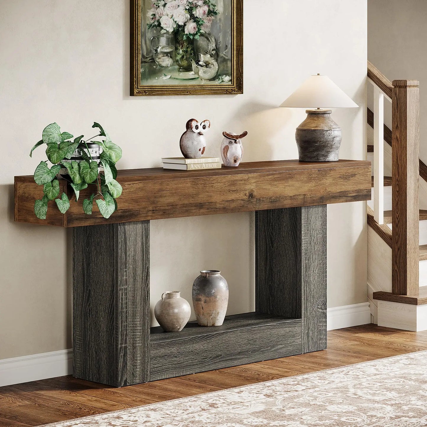 Tribesigns Farmhouse Console Table Two Tier Entryway