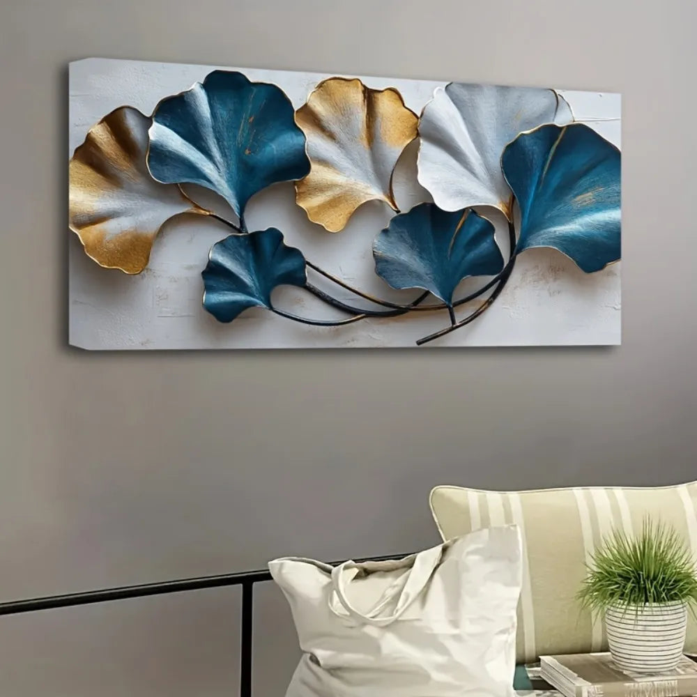 Leaf Canvas Wall Art Still Life in Pine Wood Frame