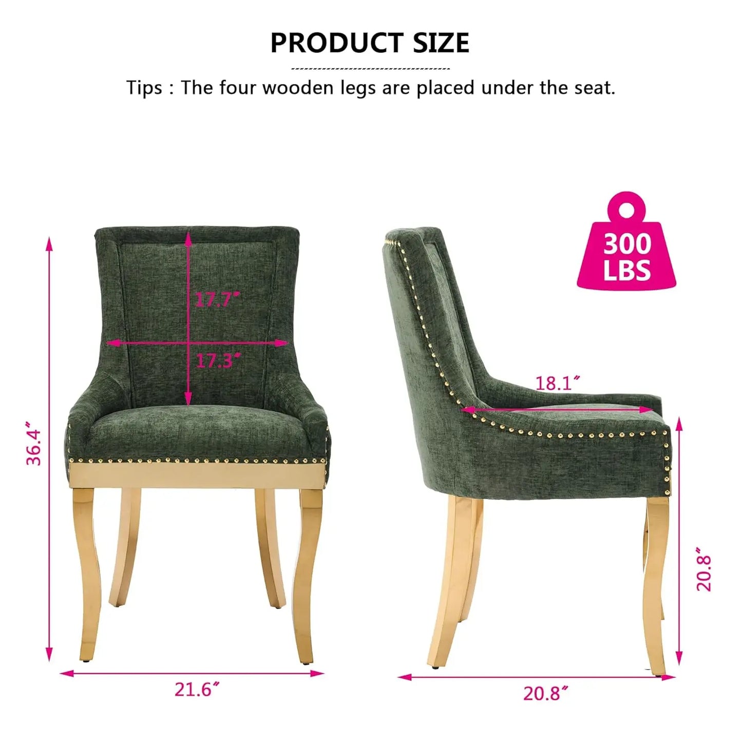 Upholstered Dining Chairs Set Of 2 Nailhead Trim Padded