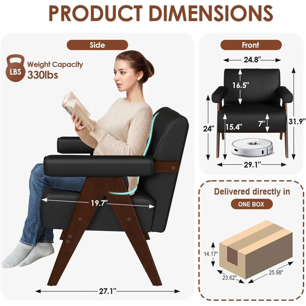 Leather Reading Accent Chairs Set 2 For Living Room