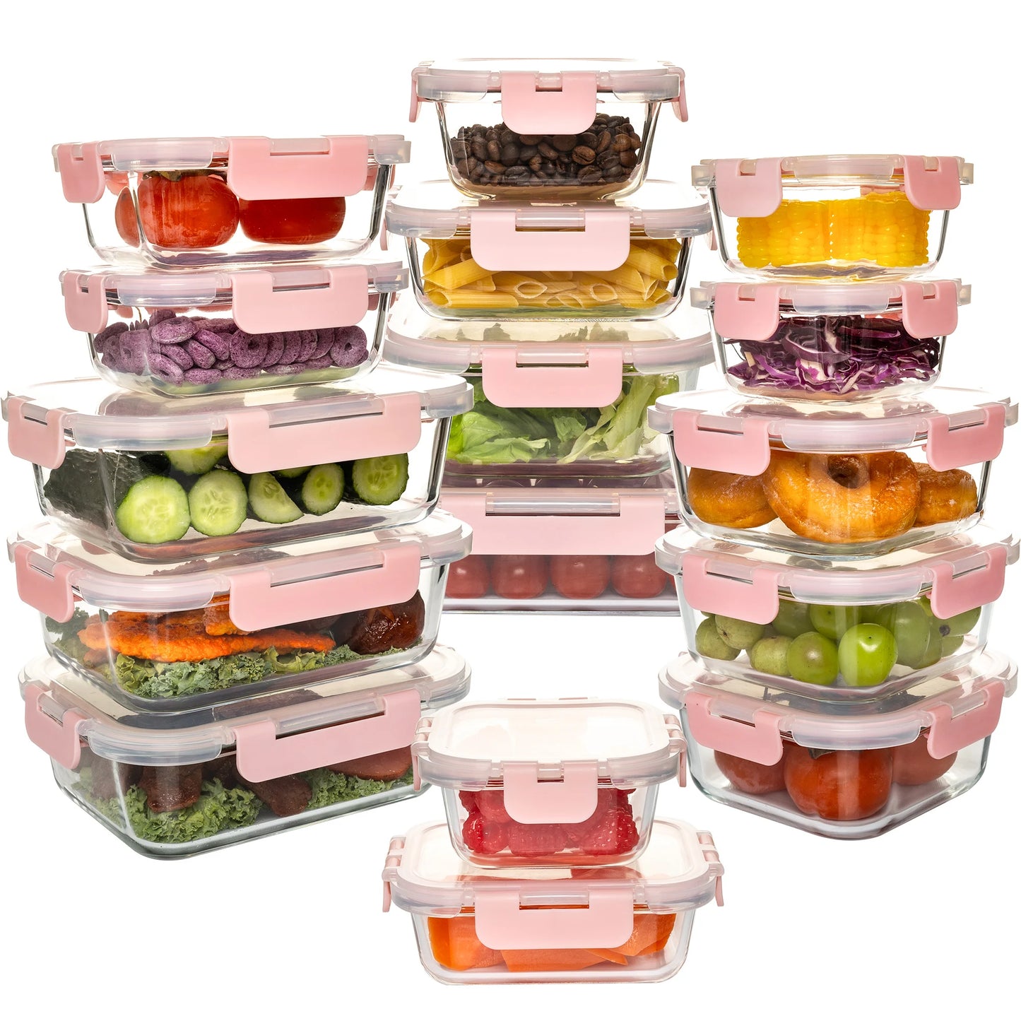 16 Piece Glass Food Storage Containers BPA Free Airtight Lids