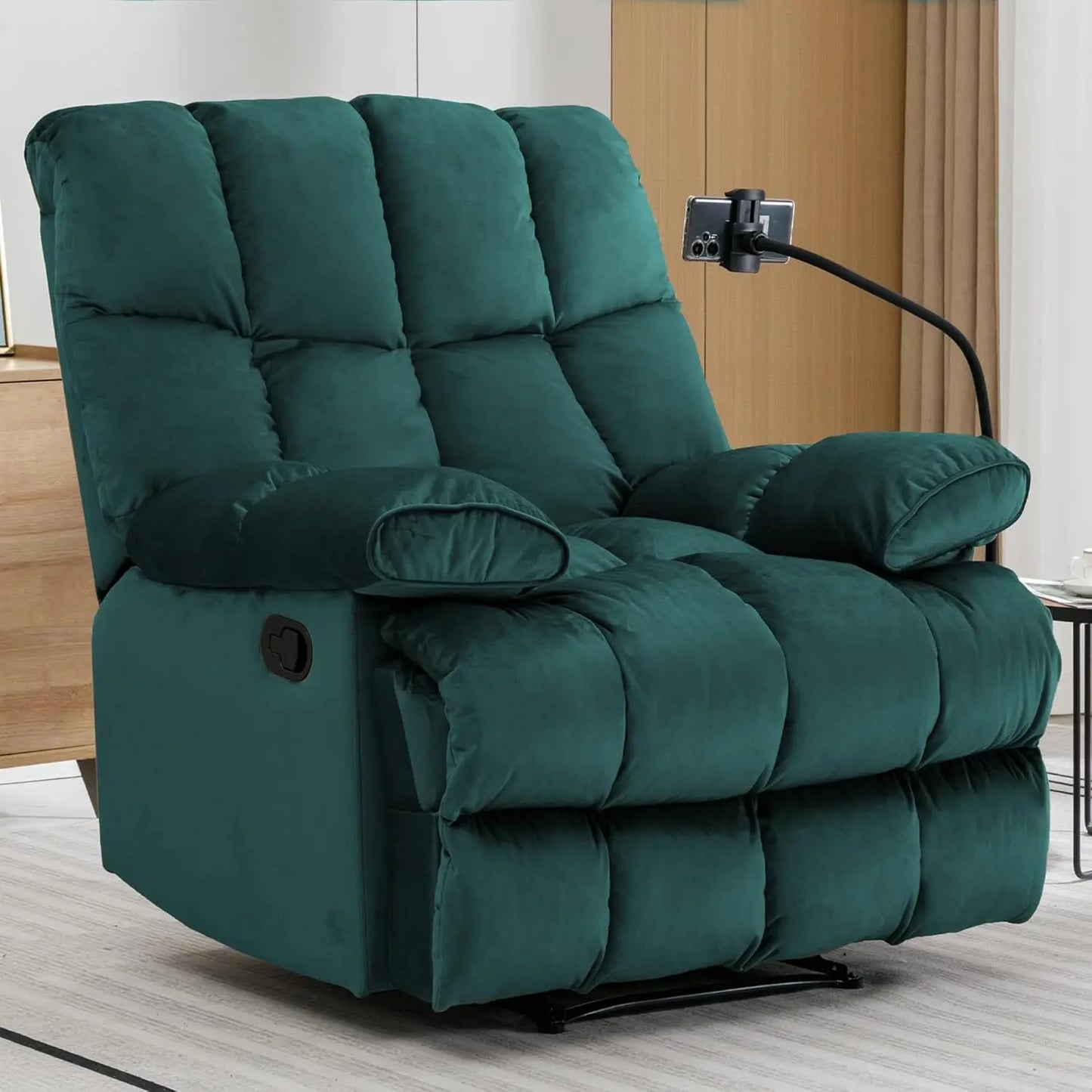 CHENGWEI Oversized Velvet Recliner Chair for Adults