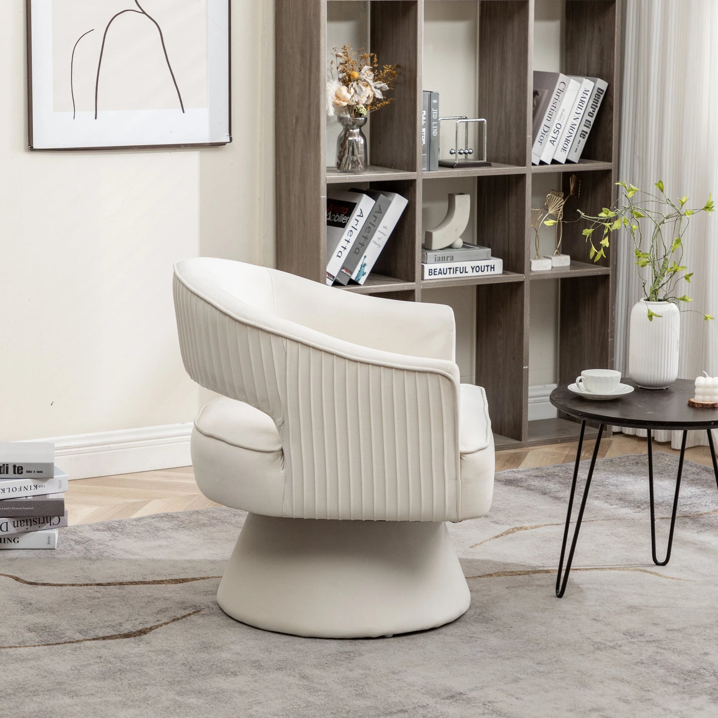 Seyner Modern Velvet Swivel Arm Chair Living Room Sofa