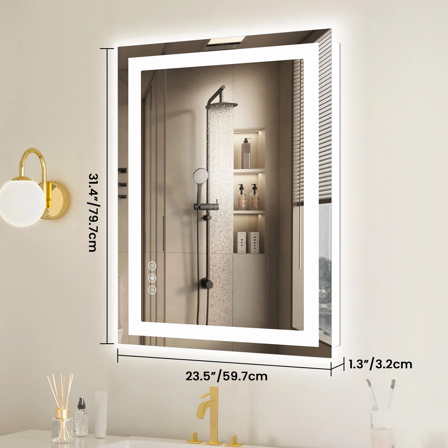 JHK LED Bathroom Vanity Mirror With Memory Function Front Light