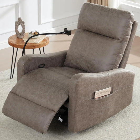 Leather Recliner Chair With Swivel Rocker And Phone Holder
