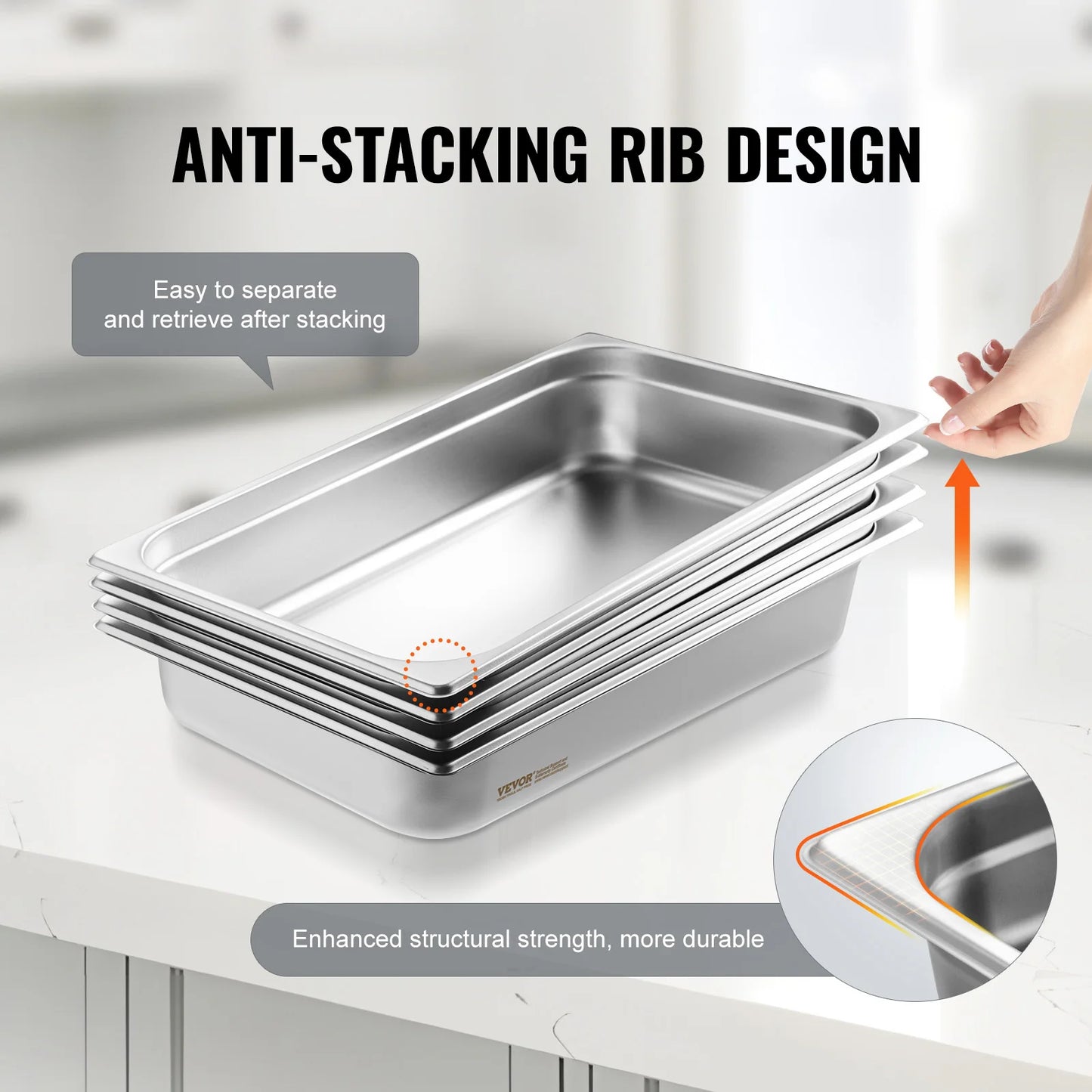 SucceBuy 4 Pack Stainless Steel Steam Table Pans With Lids