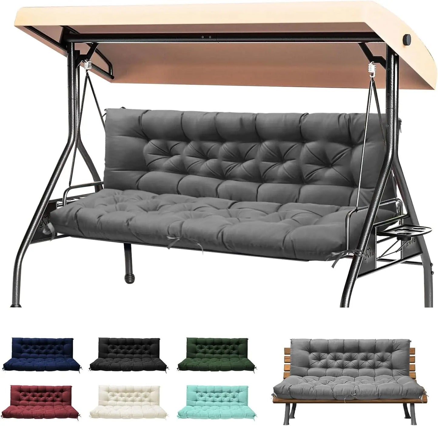 Waterproof Outdoor Swing Cushion With Backrest For Patio Furniture