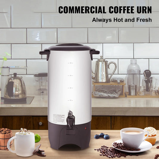 SucceBuy 50 Cup Commercial Coffee Urn Stainless Steel 1000W