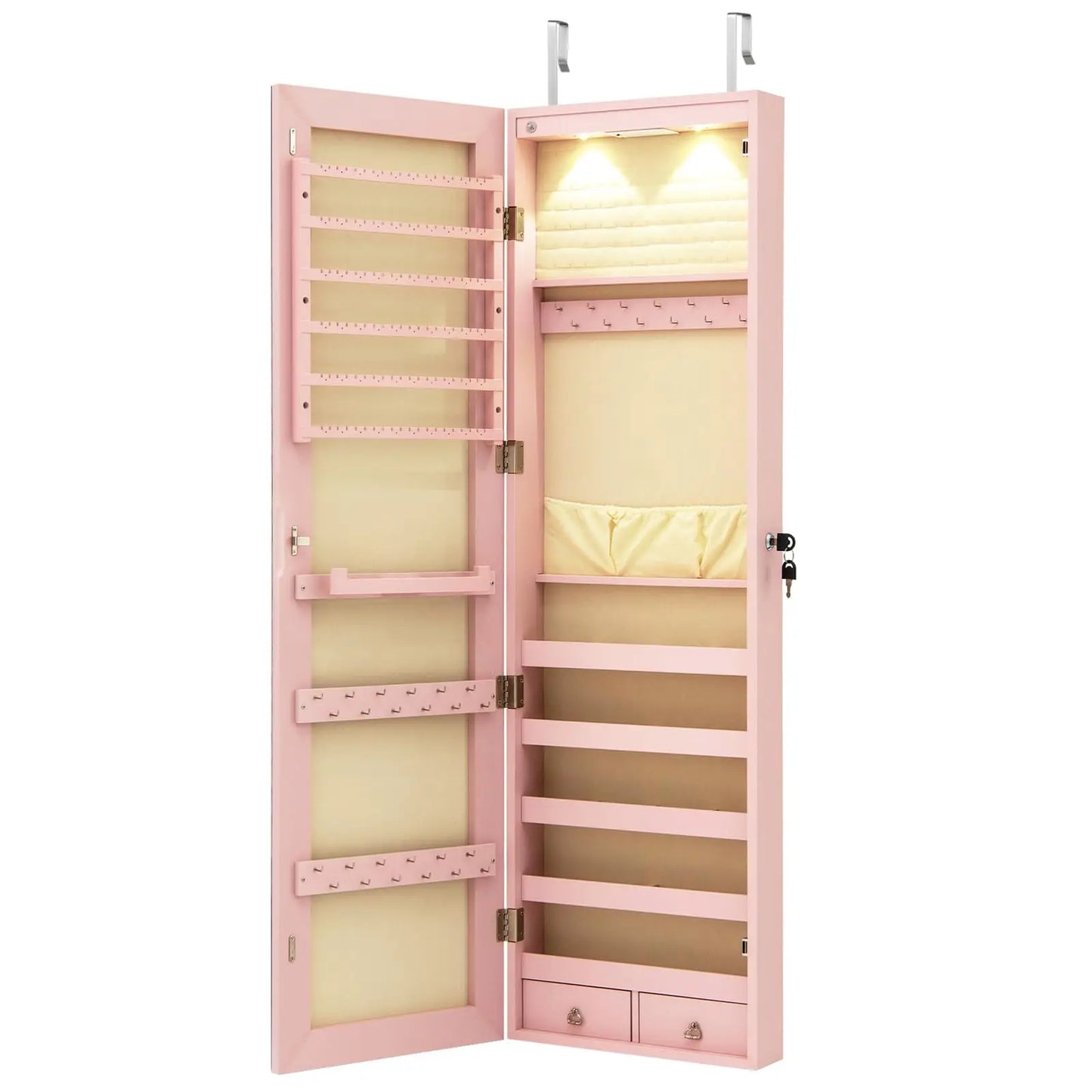 XIAOLANG Moccha Wall Mounted Jewelry Armoire With LED Lights