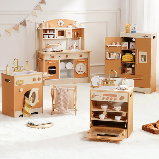 Robotime Wooden Kitchen Playset With Washing Machine And Dishwasher