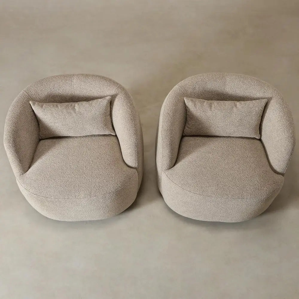 Pair of Swivel Barrel Chairs With Cushions
