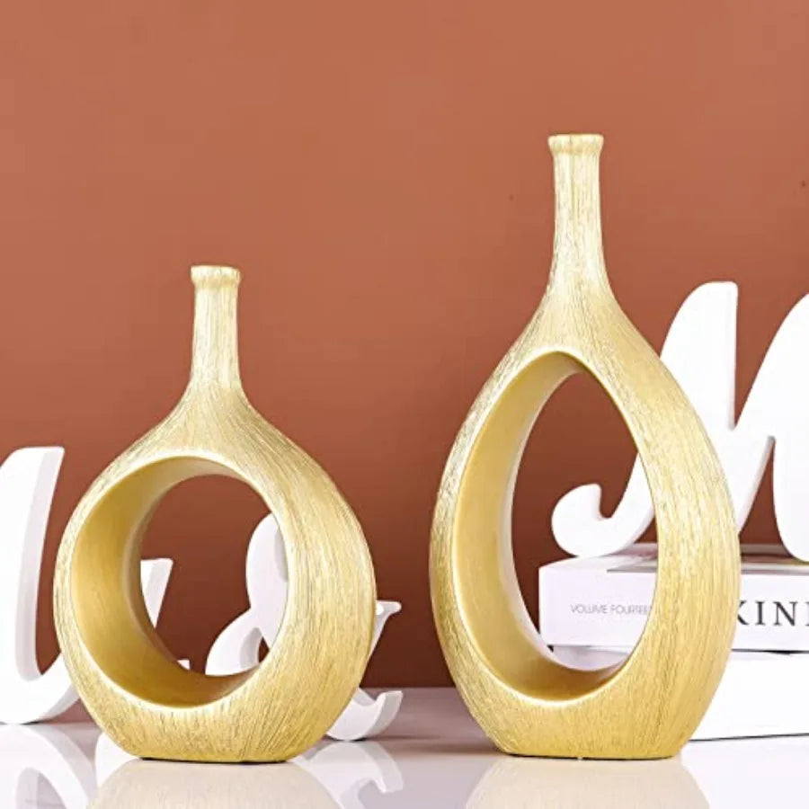Ceramic Vase Set Modern Hollow Circle Vases For Home Decor