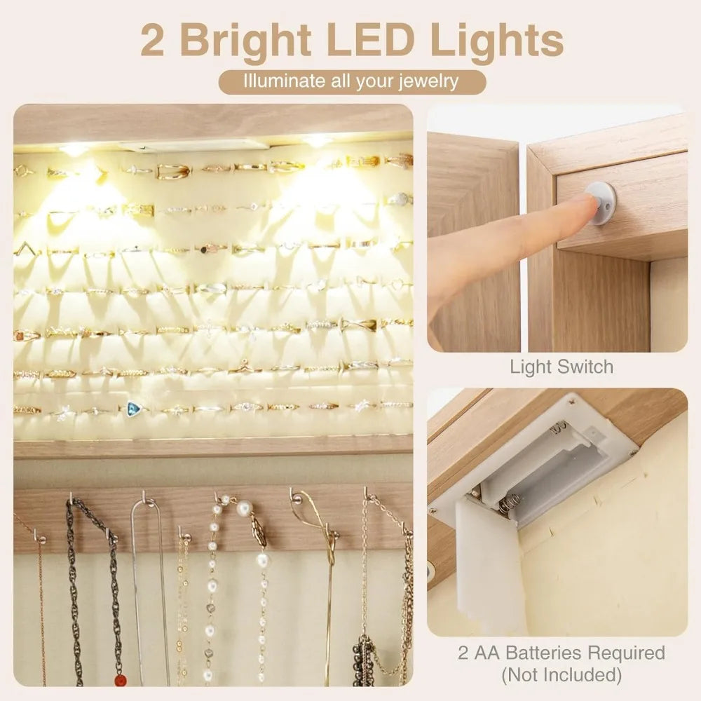XIAOLANG Moccha Wall Mounted Jewelry Armoire With LED Lights