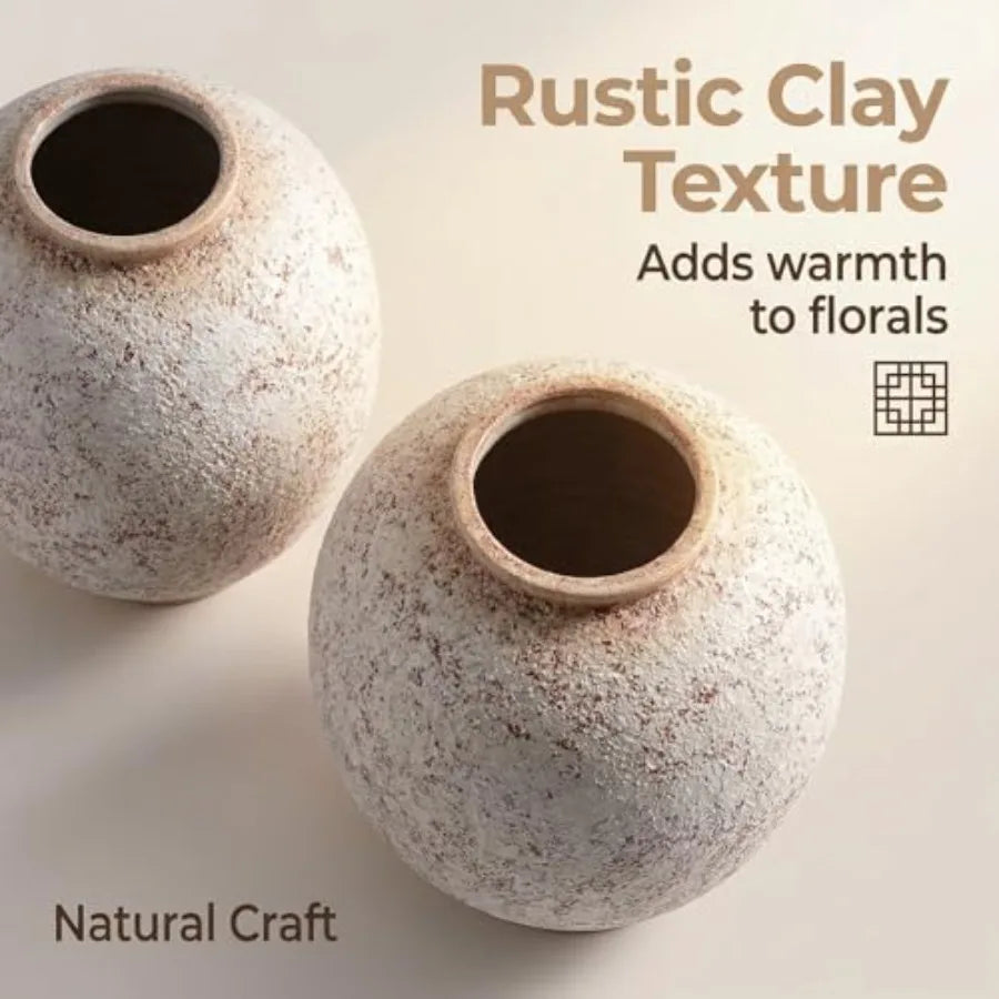 Retro Round Ceramic Vase Speckled Centerpiece Home Decor