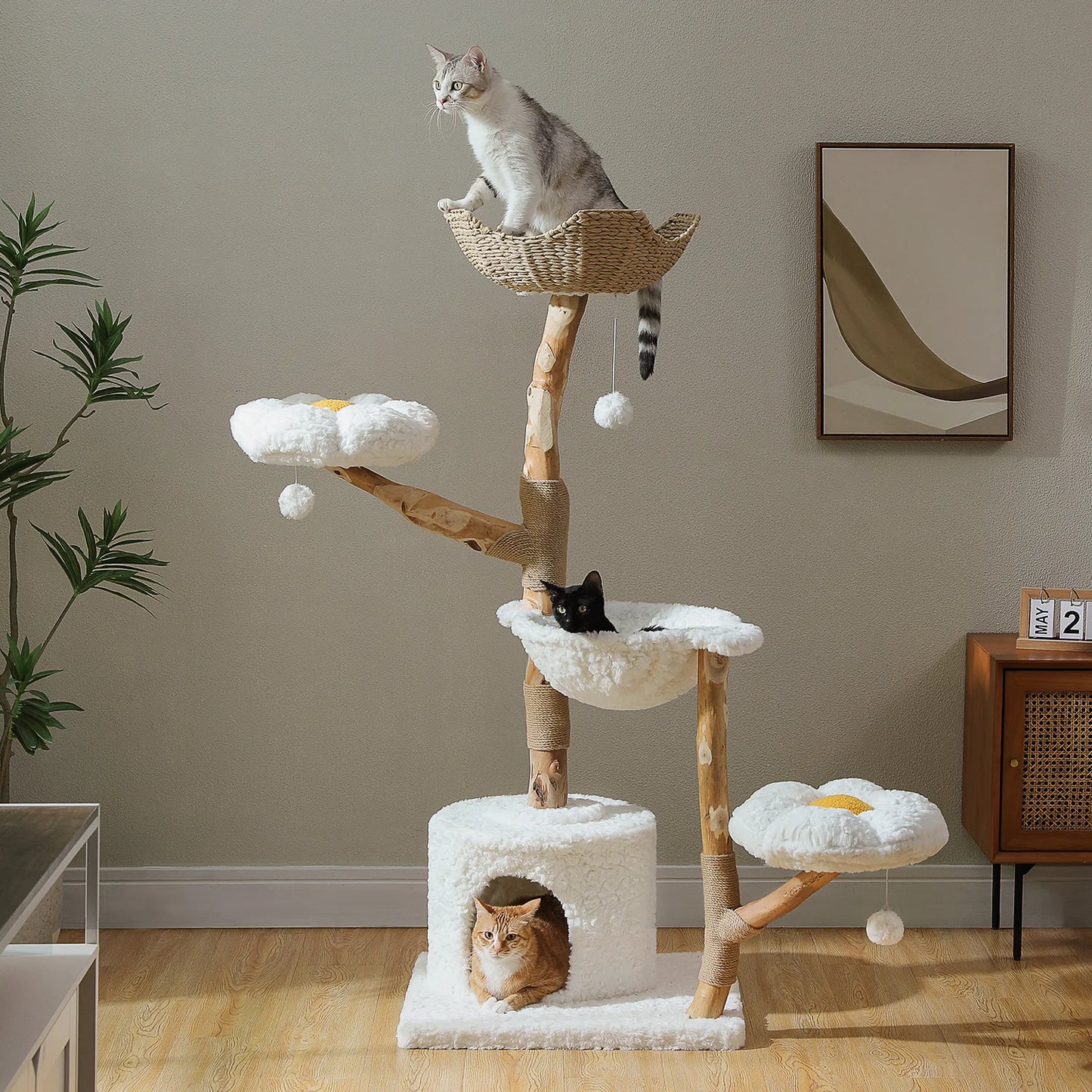 PAWZ Road Cat Tree Tower With Sisal Scratching Post Basket Bed