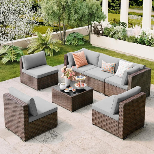 Outdoor Patio Furniture Set Rattan Wicker With Cushions