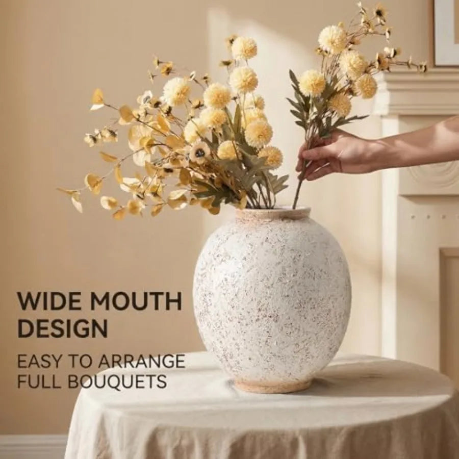 Retro Round Ceramic Vase Speckled Centerpiece Home Decor