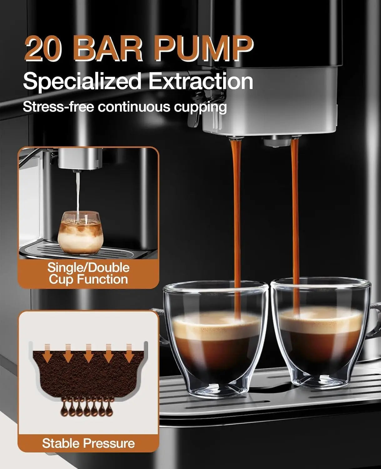 Acekool 20 Bar Fully Automatic Espresso Machine With Frother