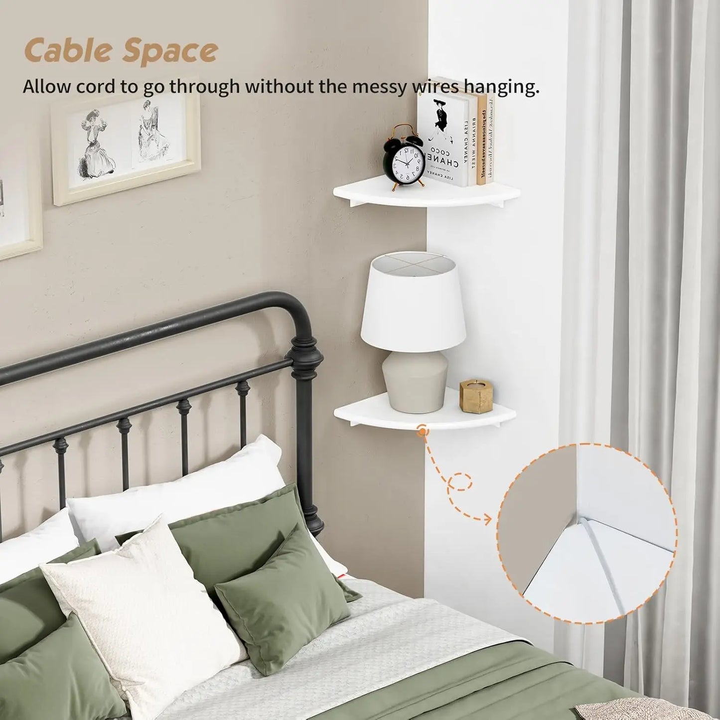 Rounded Floating Corner Shelves Set of Four Wall Mounted