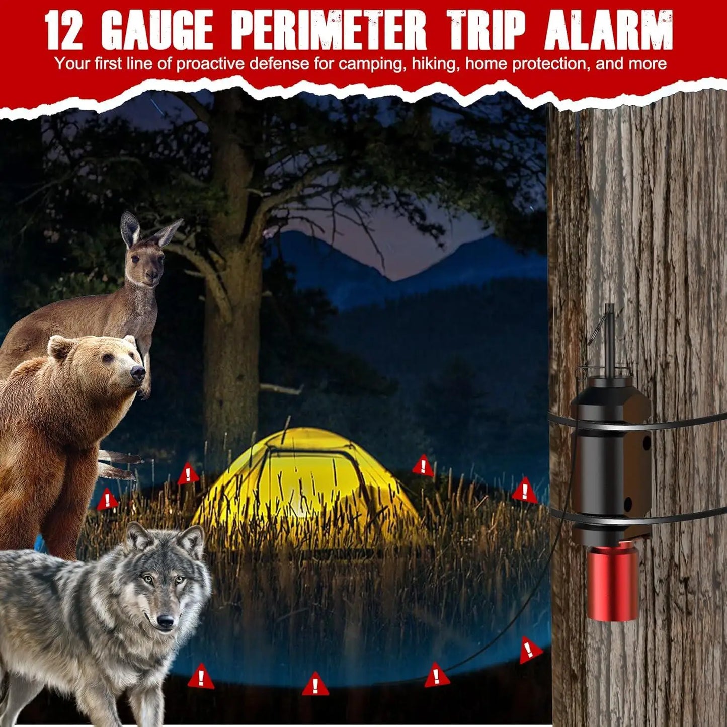 6-Pack Perimeter Trip Wire Alarm With Kevlar Cord Bear Deterrent