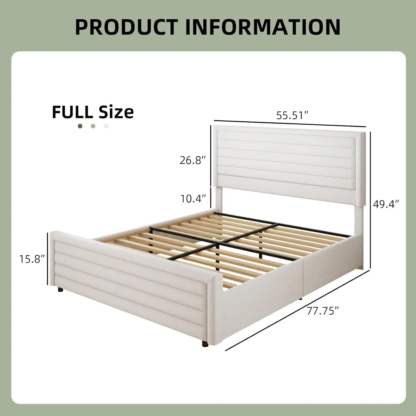 Upholstered Platform Bed Frame With Velvet Headboard And Footboard