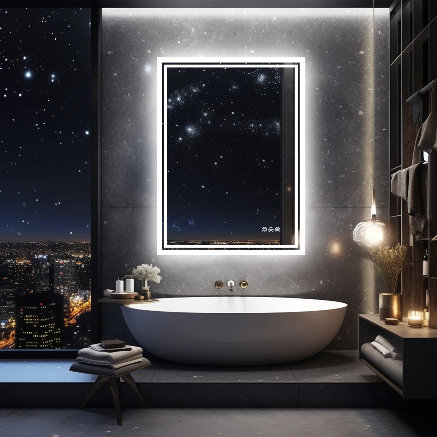 Wisfor LED Backlit Mirror Vanity With Anti Fog Dimmable Lights CRI 90 Waterproof
