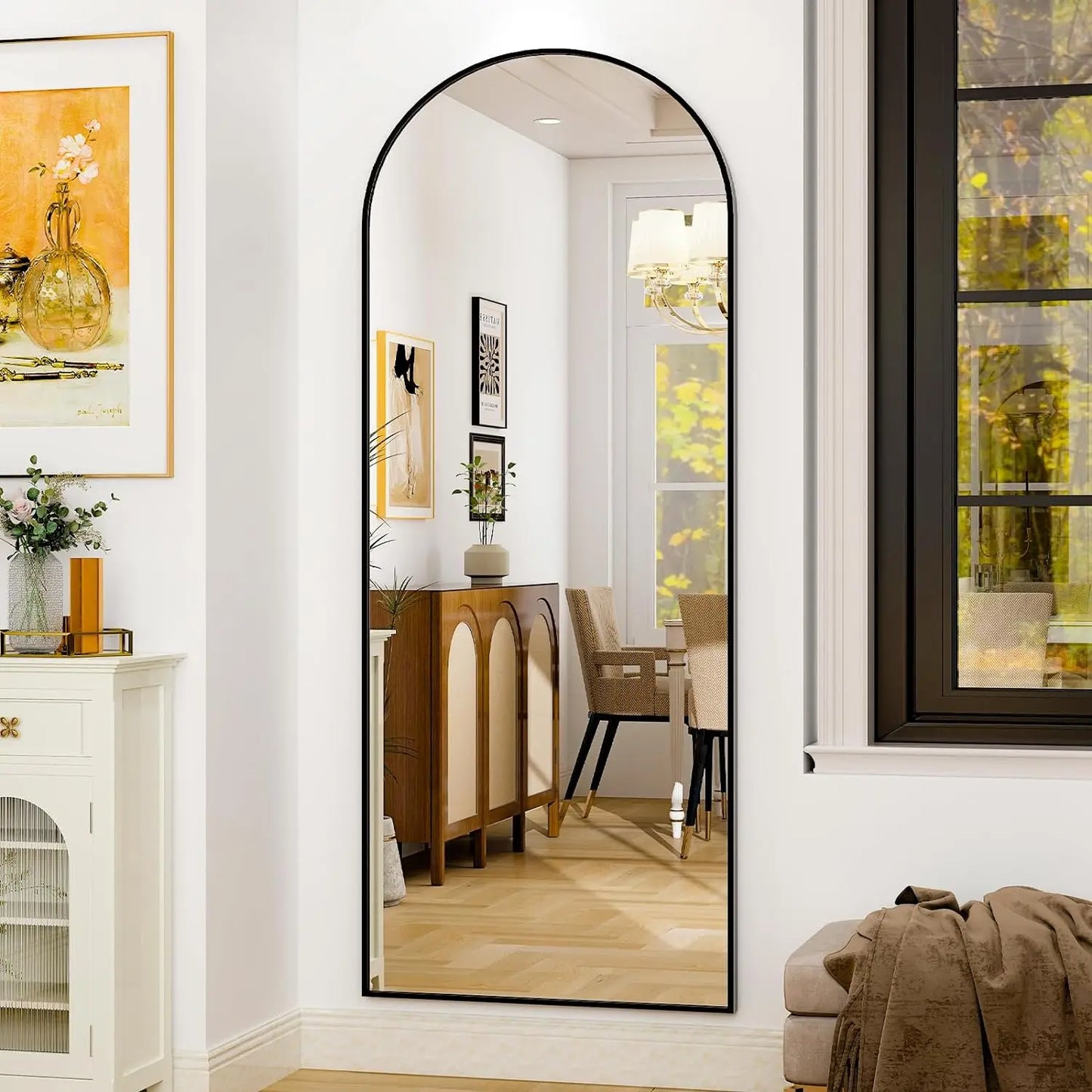 HARRITPURE Aluminum Frame Floor Mirror Modern Minimalist Living Room