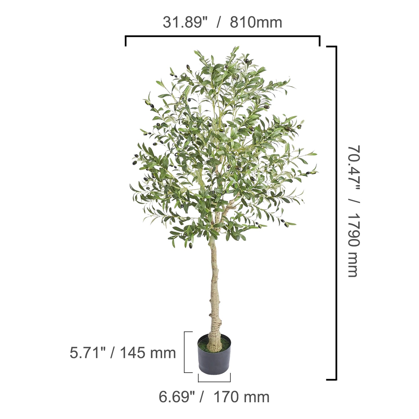 SucceBuy Artificial Olive Tree Faux Plant Anti Tip Low Maintenance