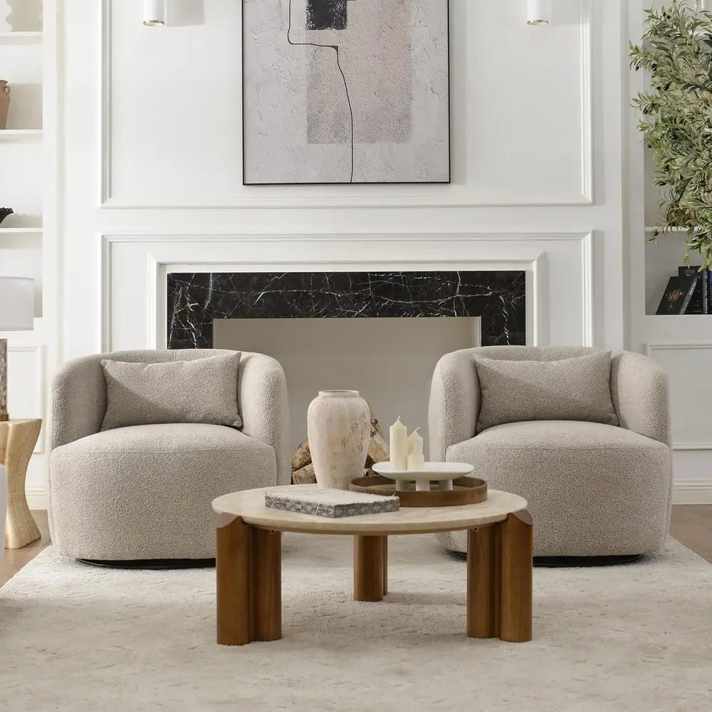 Pair of Swivel Barrel Chairs With Cushions