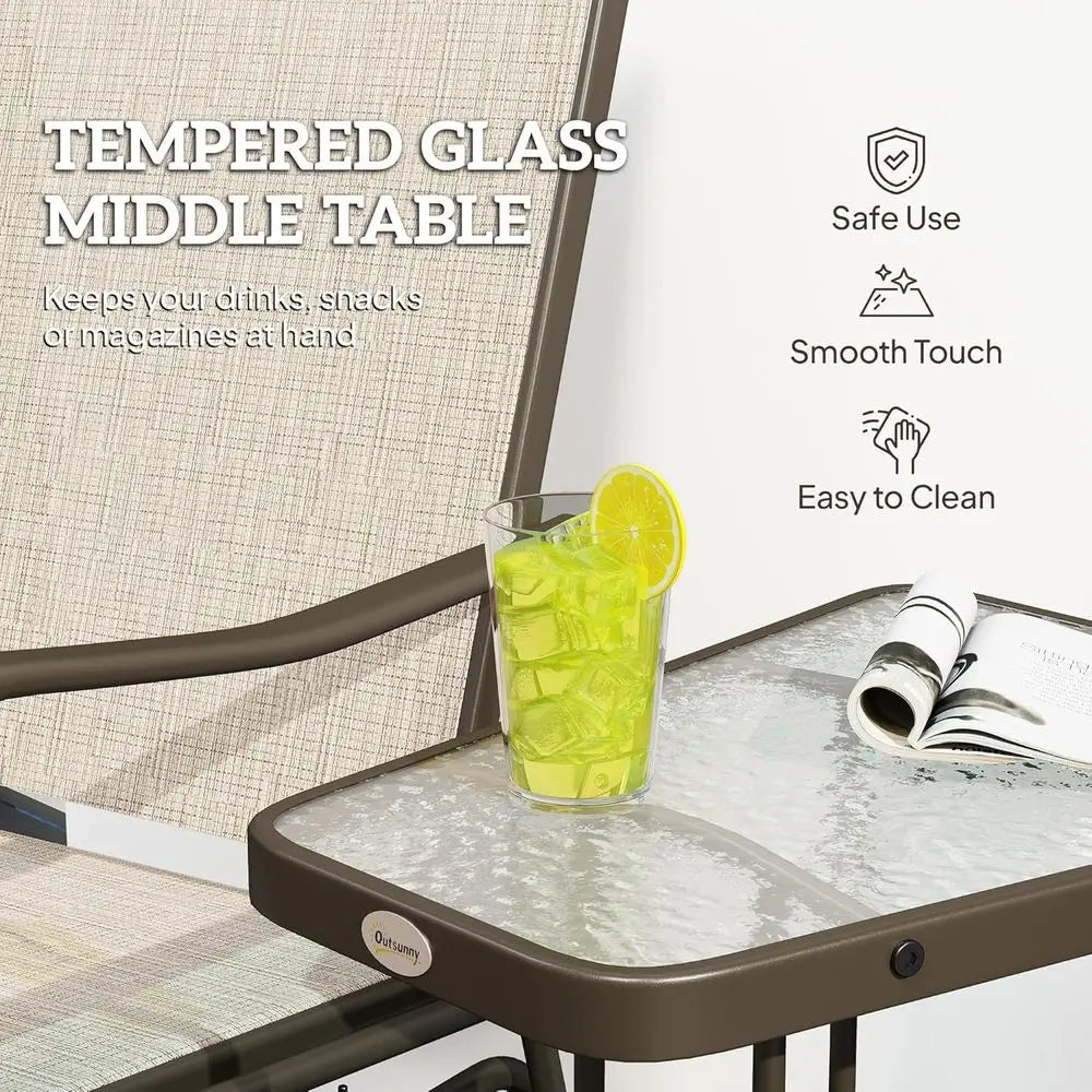 Outdoor Glider Swing With Coffee Table For Patio Garden Porch