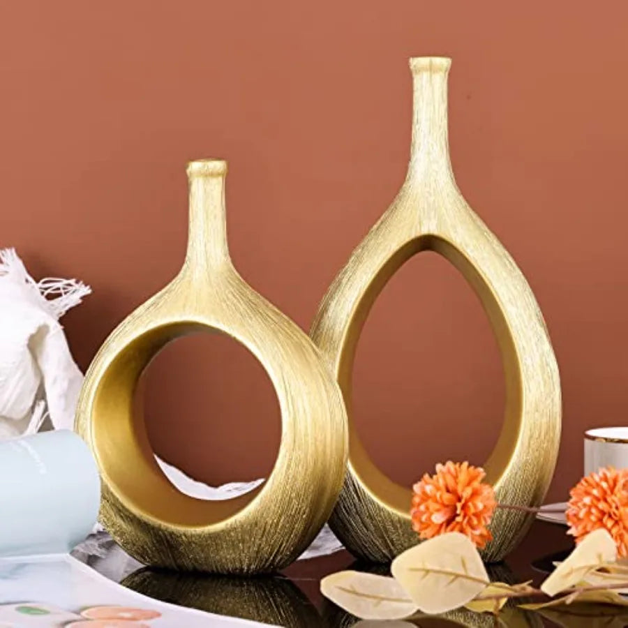 Ceramic Vase Set Modern Hollow Circle Vases For Home Decor