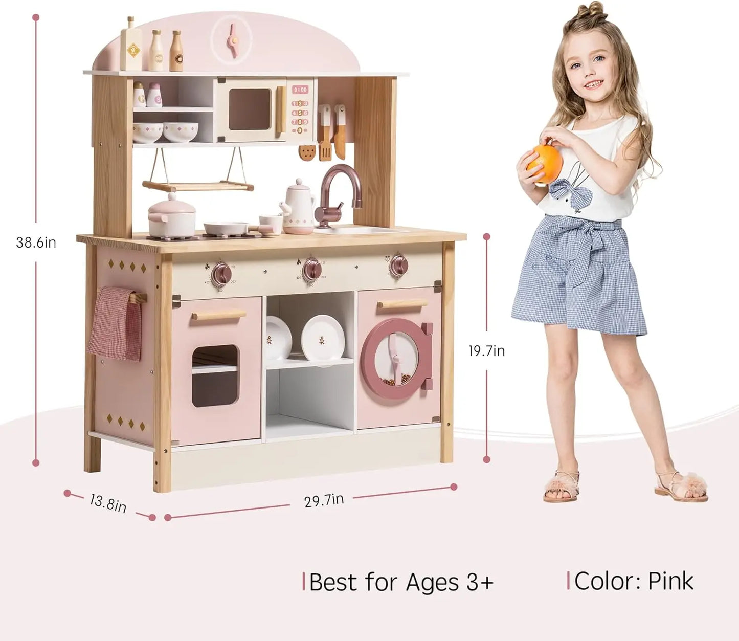 Robotime Wooden Kitchen Playset With Washing Machine And Dishwasher