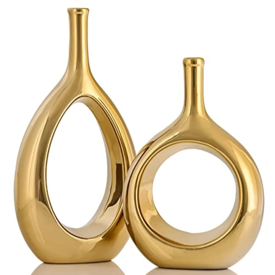 Ceramic Vase Set Modern Hollow Circle Vases For Home Decor